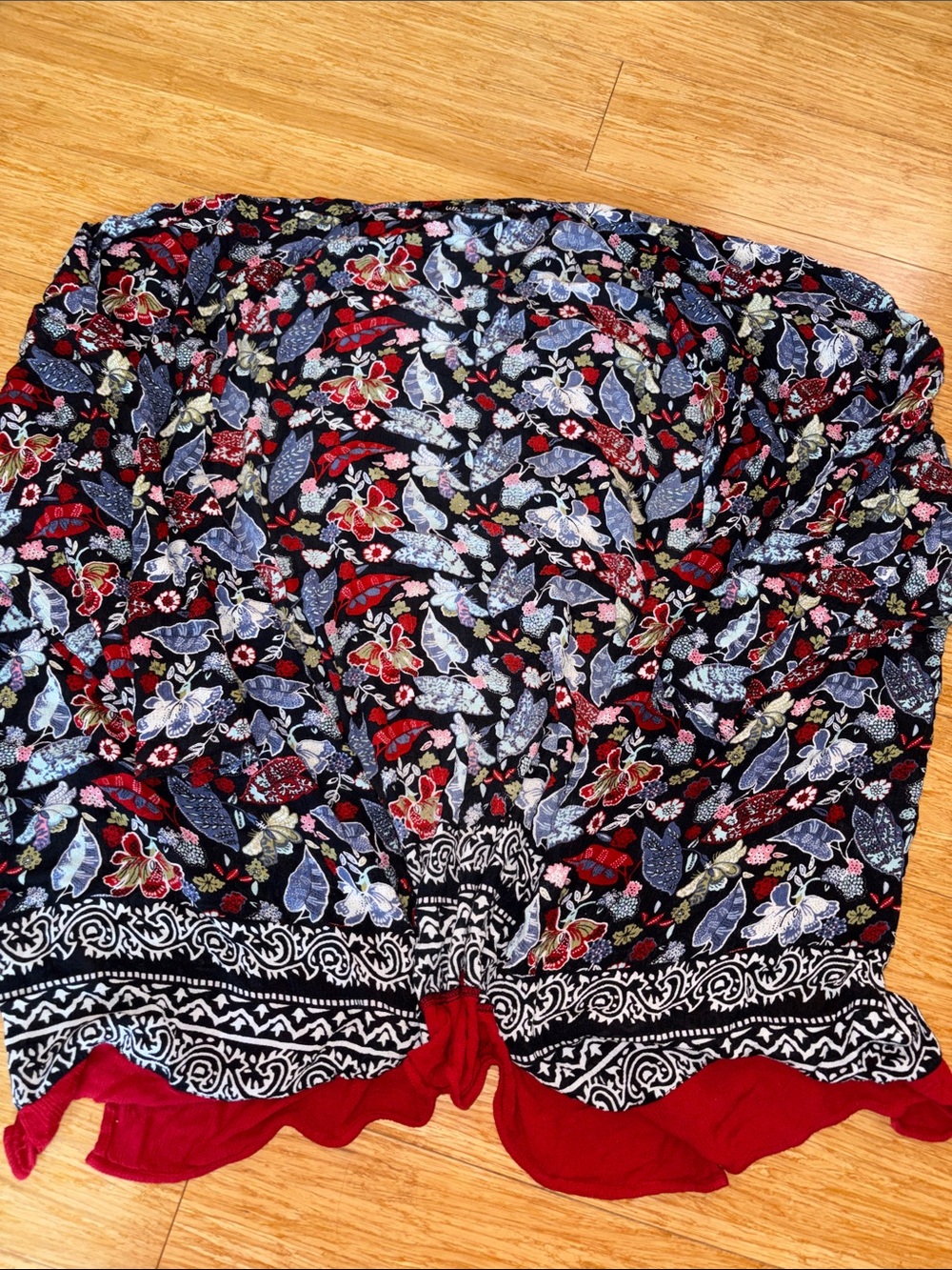 Ulla Popken Floral Border Print Kimono Cardigan Size 20/22 Plus boho festival
